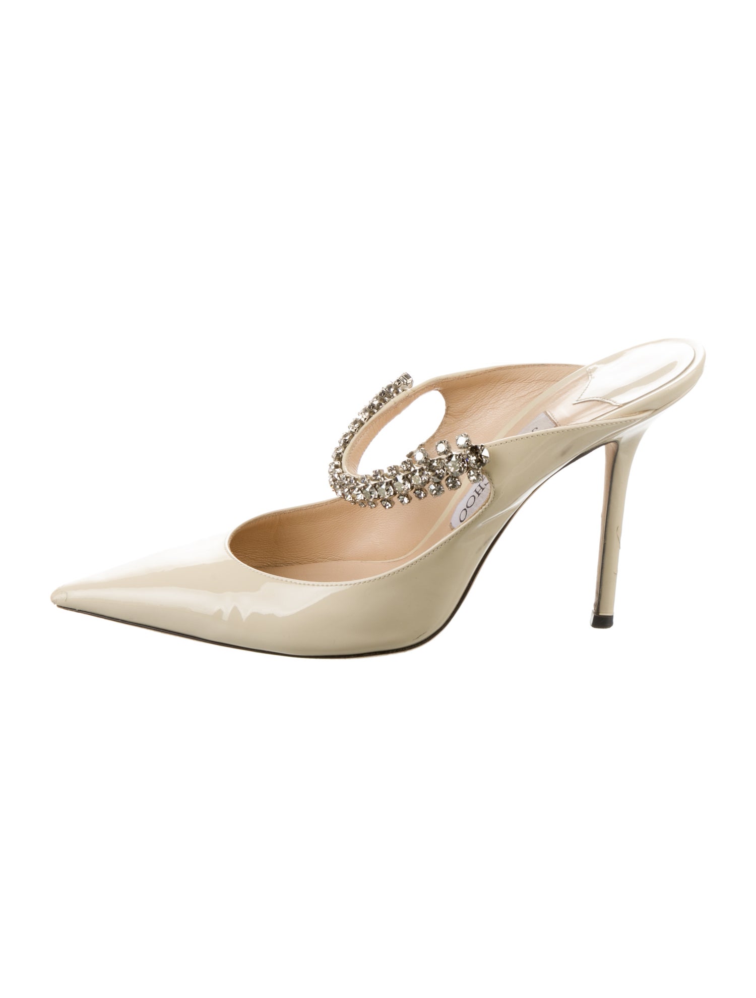 Jimmy Choo Patent Leather Crystal Embellishments Mules