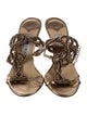 Jimmy Choo Leather Crystal Embellishments T-Strap Sandals