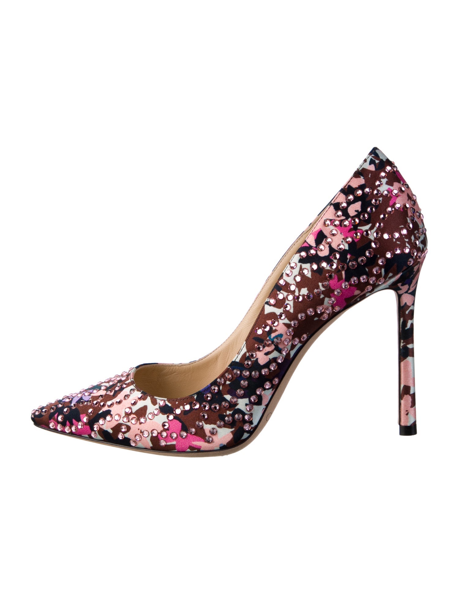 Jimmy Choo Satin Floral Print Pumps