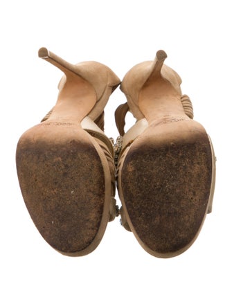 Jimmy Choo Suede Crystal Embellishments Slingback Sandals