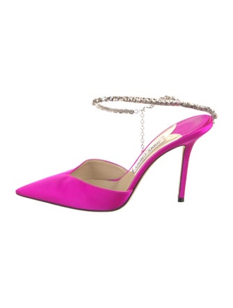 Jimmy Choo Satin Crystal Embellishments Mules