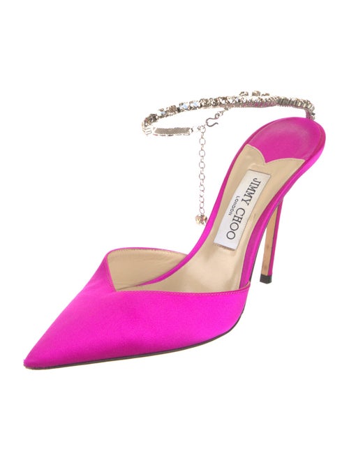 Jimmy Choo Satin Crystal Embellishments Mules