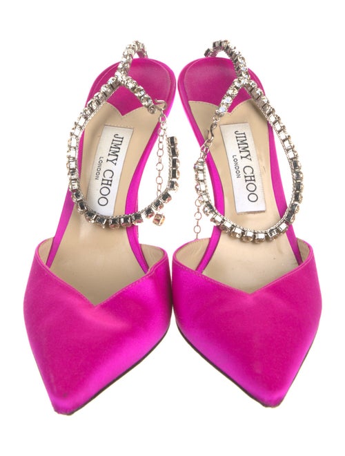 Jimmy Choo Satin Crystal Embellishments Mules