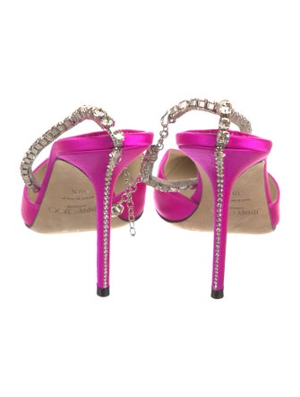 Jimmy Choo Satin Crystal Embellishments Mules