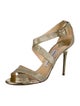 Jimmy Choo Leather Glitter Accents Sandals