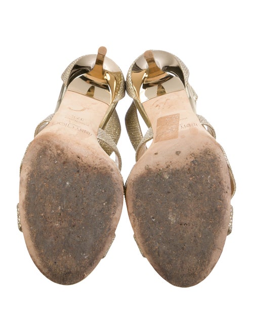 Jimmy Choo Leather Glitter Accents Sandals