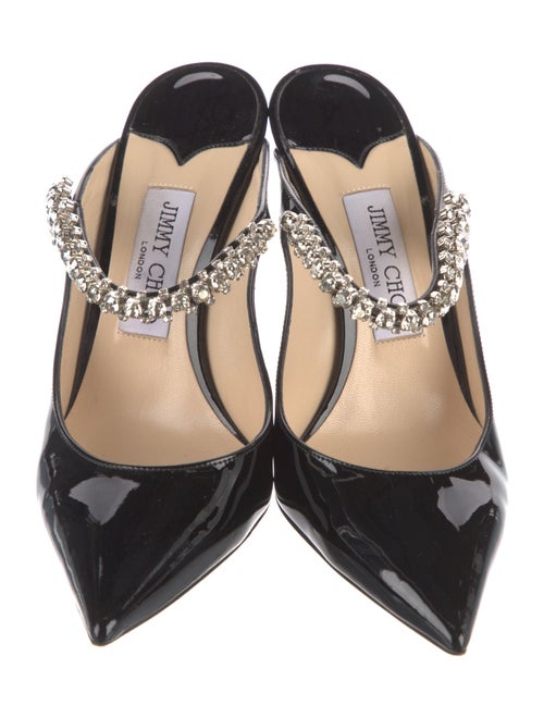 Jimmy Choo Patent Leather Crystal Embellishments Mules