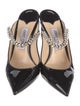 Jimmy Choo Patent Leather Crystal Embellishments Mules