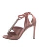 Jimmy Choo Satin Crystal Embellishments T-Strap Sandals