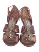 Jimmy Choo Satin Crystal Embellishments T-Strap Sandals