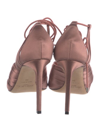 Jimmy Choo Satin Crystal Embellishments T-Strap Sandals