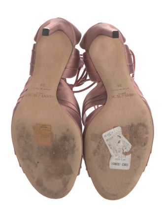 Jimmy Choo Satin Crystal Embellishments T-Strap Sandals