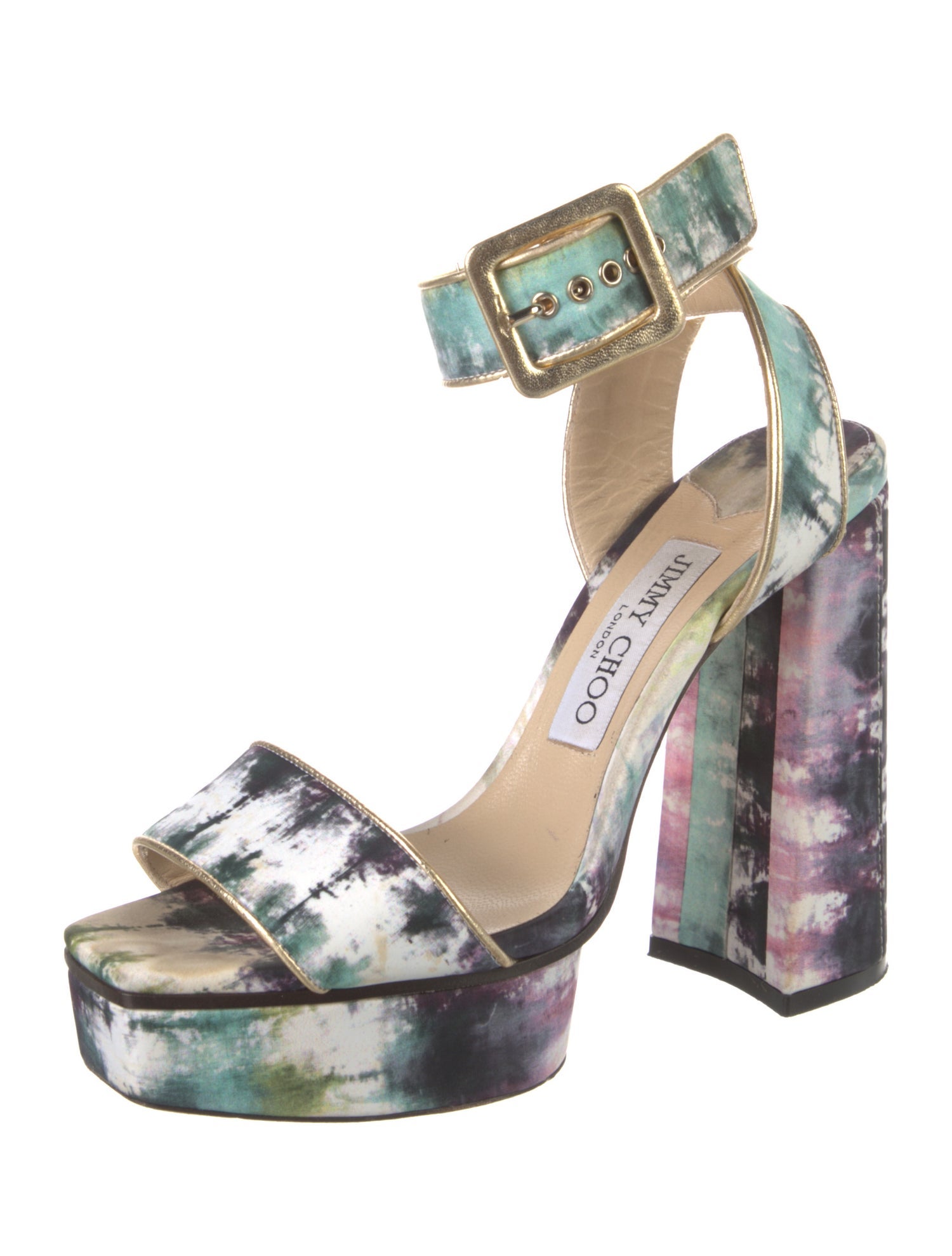 Jimmy Choo Satin Animal Print Sandals