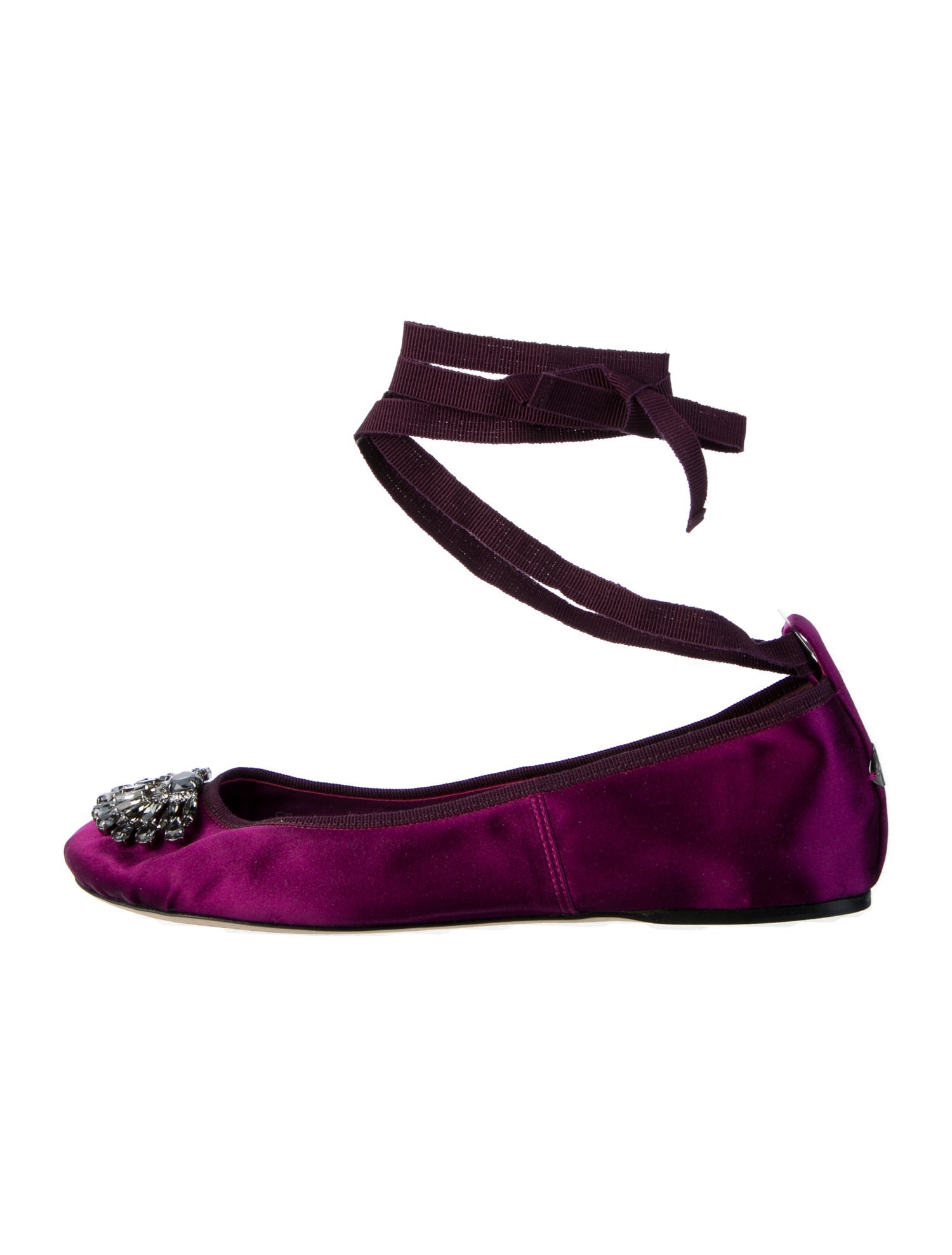 Jimmy Choo Satin Crystal Embellishments Flats