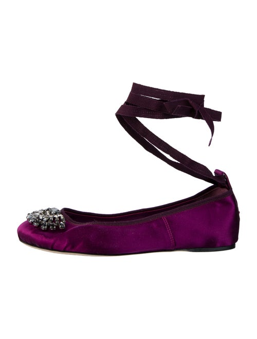 Jimmy Choo Satin Crystal Embellishments Flats