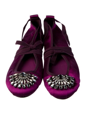 Jimmy Choo Satin Crystal Embellishments Flats