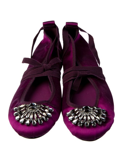 Jimmy Choo Satin Crystal Embellishments Flats