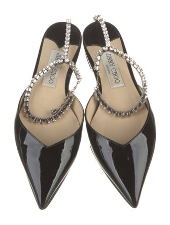 Jimmy Choo Patent Leather Crystal Embellishments Flats