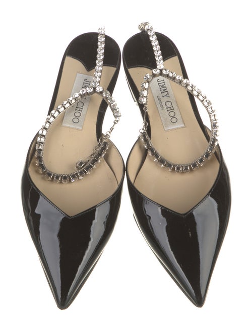 Jimmy Choo Patent Leather Crystal Embellishments Flats