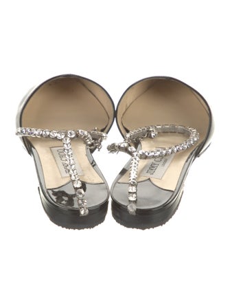 Jimmy Choo Patent Leather Crystal Embellishments Flats