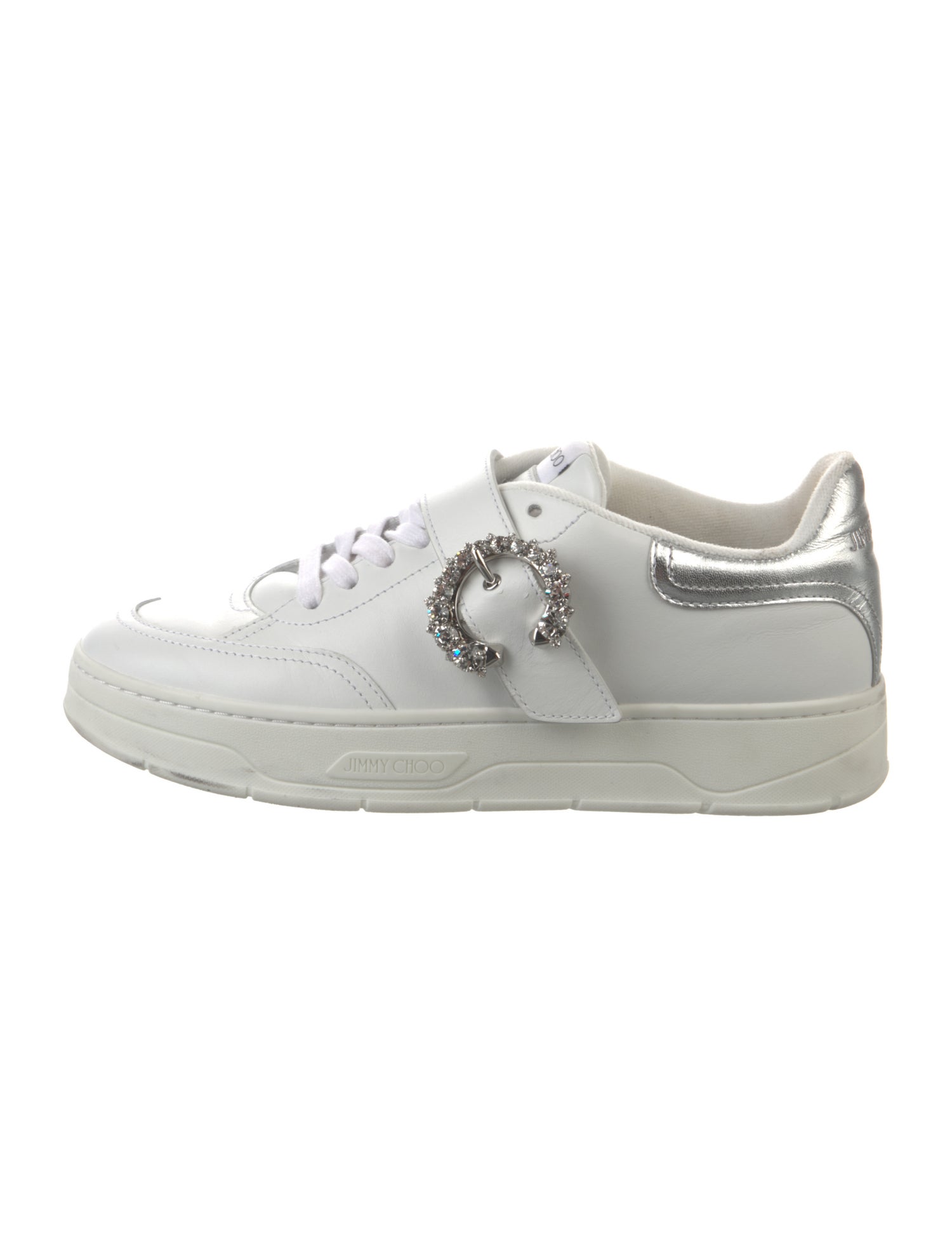 Jimmy Choo Leather Crystal Embellishments Sneakers