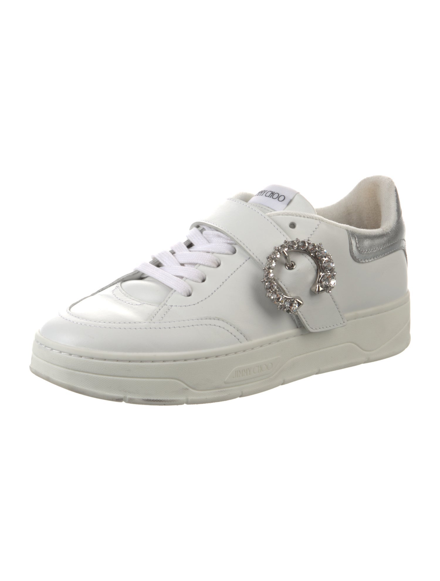 Jimmy Choo Leather Crystal Embellishments Sneakers