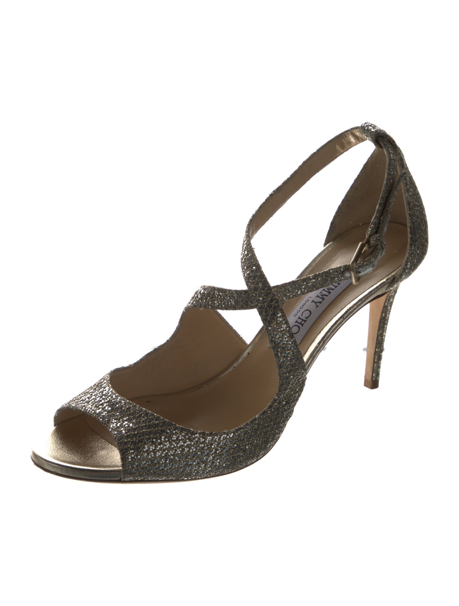 Jimmy Choo Glitter Glitter Accents Slingback Sandals