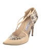Jimmy Choo Snakeskin Animal Print T-Strap Pumps