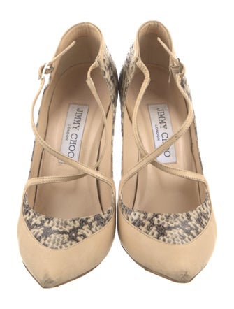 Jimmy Choo Snakeskin Animal Print T-Strap Pumps