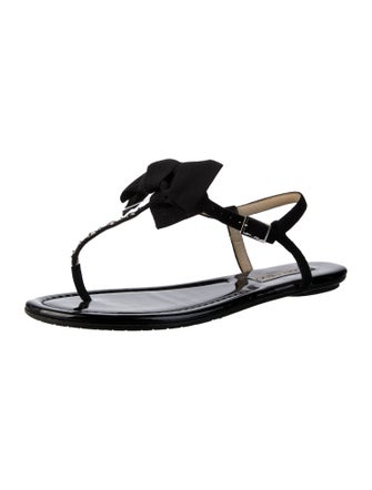 Jimmy Choo Suede Bow Accents T-Strap Sandals