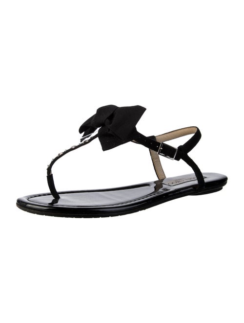 Jimmy Choo Suede Bow Accents T-Strap Sandals