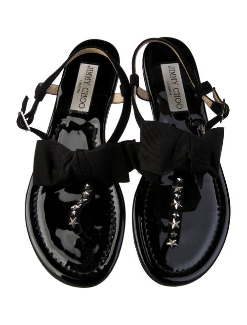 Jimmy Choo Suede Bow Accents T-Strap Sandals