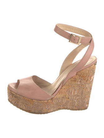 Jimmy Choo Leather Embroidered Accent Slingback Sandals