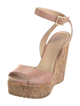 Jimmy Choo Leather Embroidered Accent Slingback Sandals