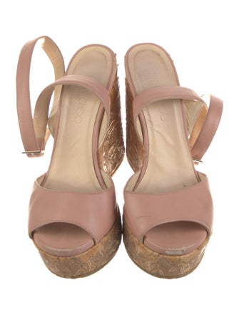 Jimmy Choo Leather Embroidered Accent Slingback Sandals