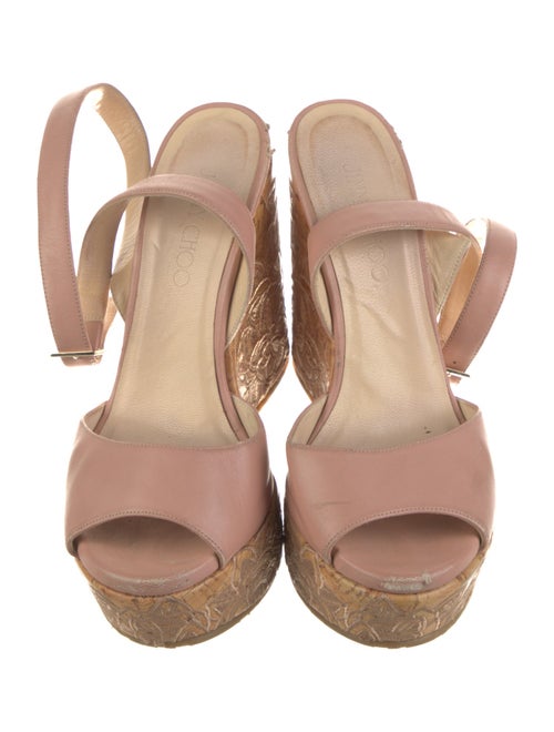 Jimmy Choo Leather Embroidered Accent Slingback Sandals