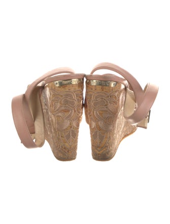 Jimmy Choo Leather Embroidered Accent Slingback Sandals