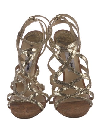 Jimmy Choo Leather Colorblock Pattern Slingback Sandals