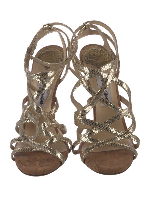 Jimmy Choo Leather Colorblock Pattern Slingback Sandals