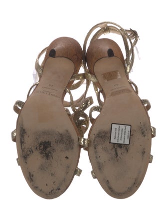 Jimmy Choo Leather Colorblock Pattern Slingback Sandals