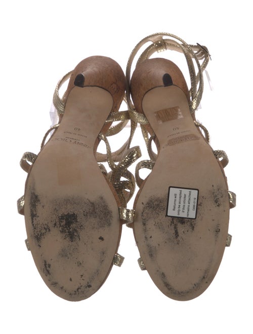 Jimmy Choo Leather Colorblock Pattern Slingback Sandals