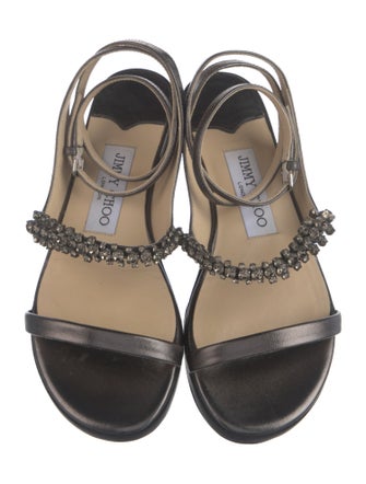 Jimmy Choo Leather Crystal Embellishments Gladiator Sandals