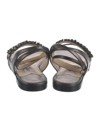 Jimmy Choo Leather Crystal Embellishments Gladiator Sandals