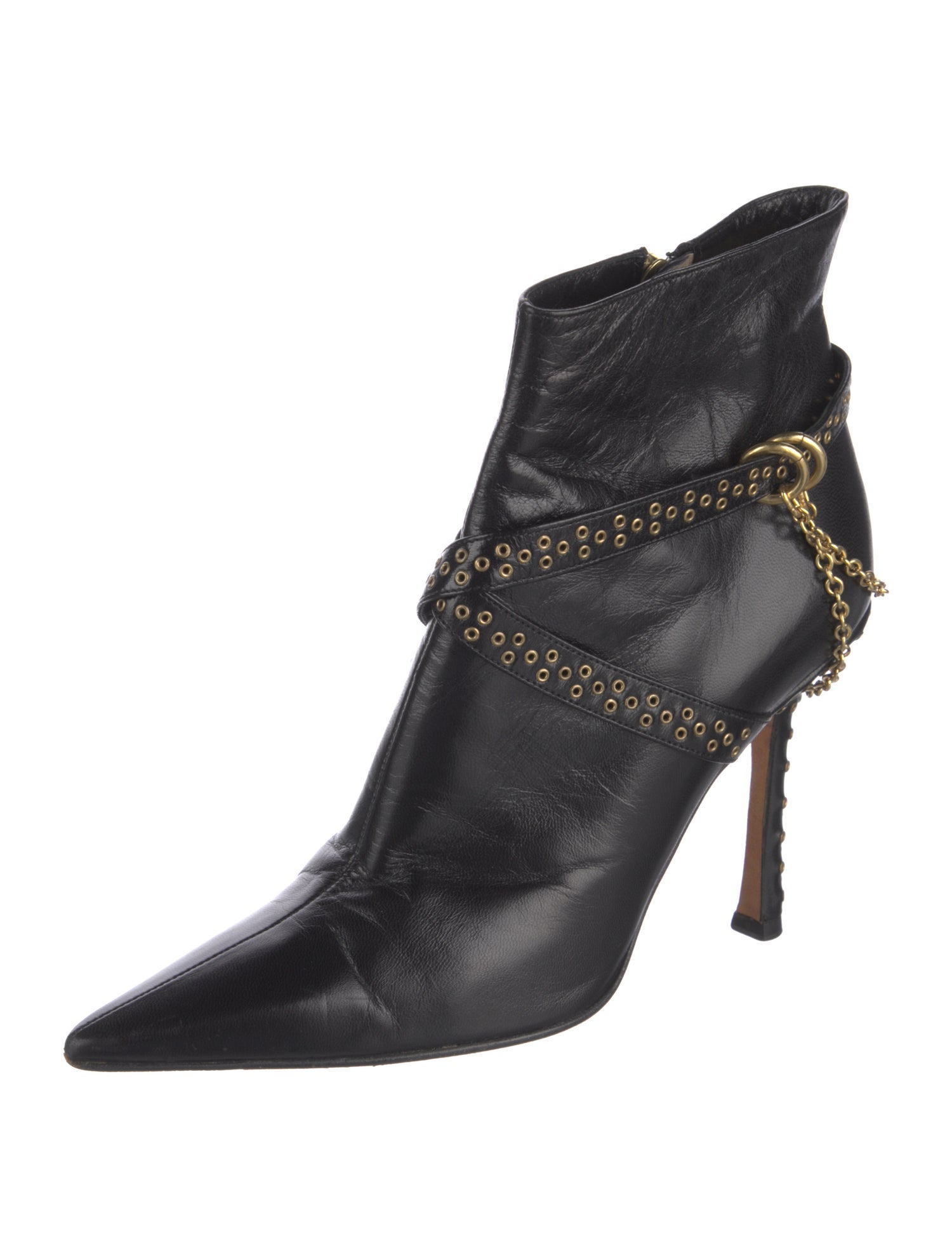 Jimmy Choo Leather Chain-Link Accents Boots