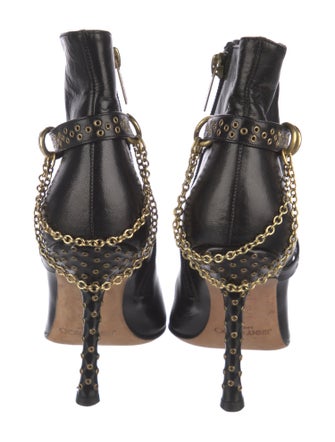 Jimmy Choo Leather Chain-Link Accents Boots
