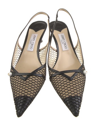 Jimmy Choo Mesh Beaded Accents Slingback Pumps