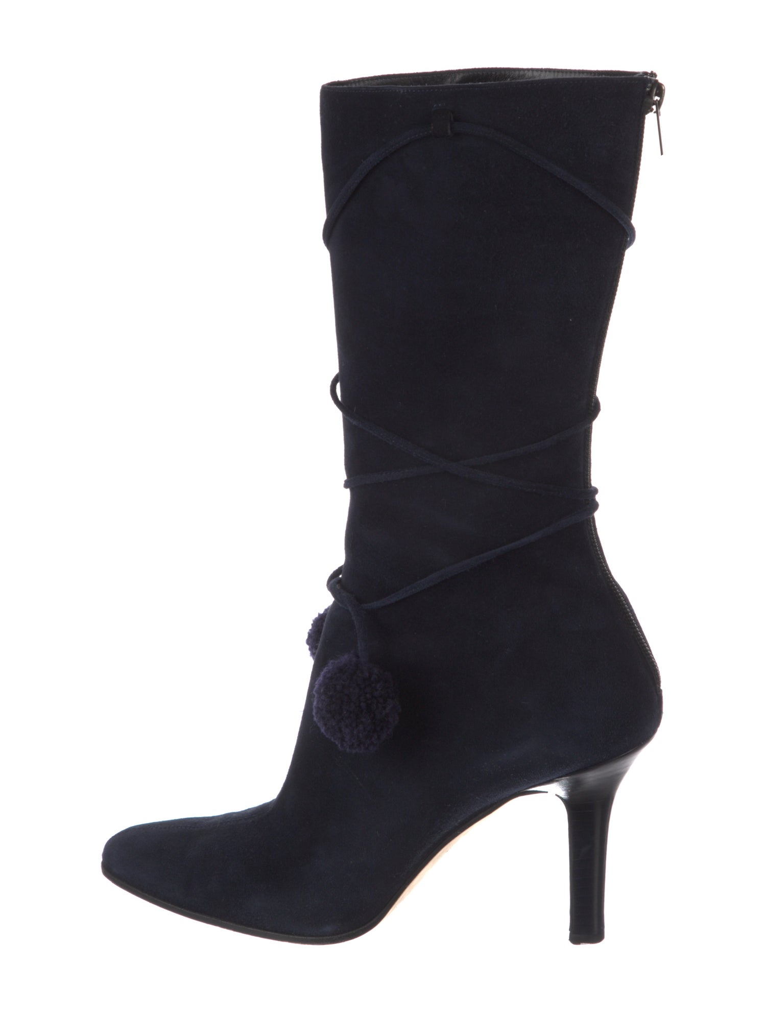 Jimmy Choo Suede Pom-Pom Embellishments Sock Boots