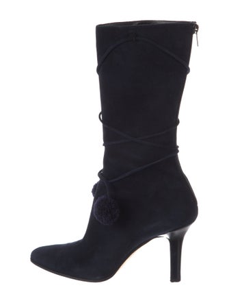 Jimmy Choo Suede Pom-Pom Embellishments Sock Boots