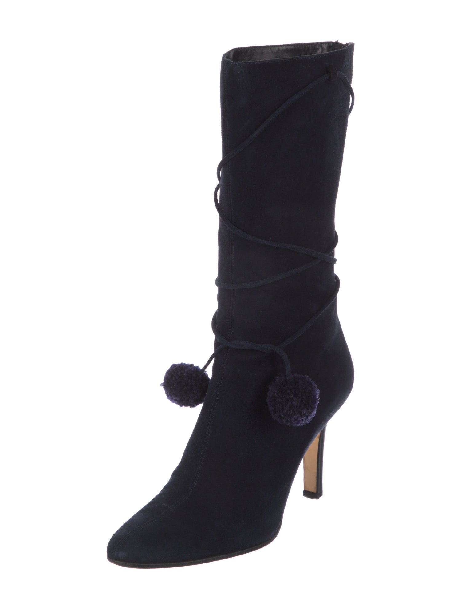 Jimmy Choo Suede Pom-Pom Embellishments Sock Boots