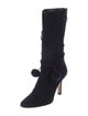 Jimmy Choo Suede Pom-Pom Embellishments Sock Boots